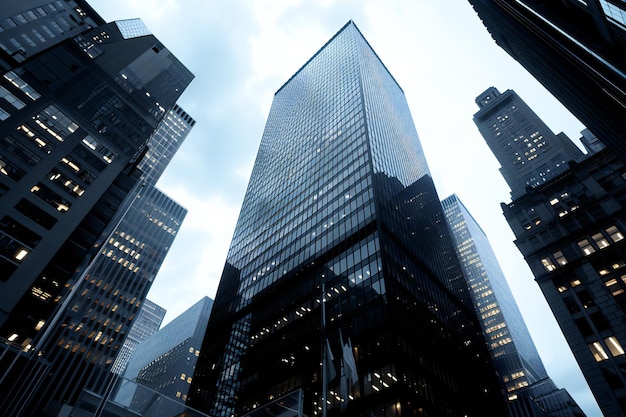 Modern Skyscrapers and Glass Towers in Urban City Skyline Showcasing Metropolitan Architecture