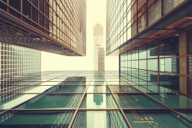 Modern Skyscrapers and Glass Towers in Urban City Skyline Showcasing Metropolitan Architecture