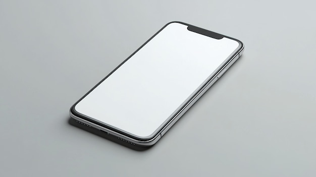 Modern sleek phone with blank white screen for tech mockups