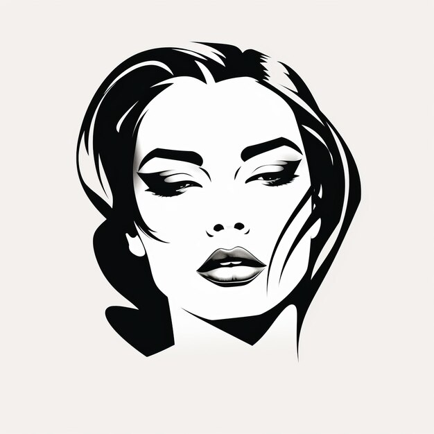 Modern And Sleek Woman39s Face Sketch Retro Hollywood Glamour Illustration