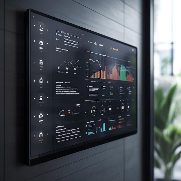 Modern Smart Home Interface Display with Data Visualization