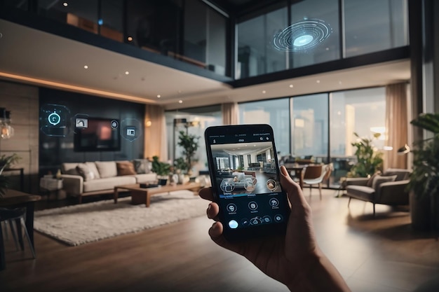 Modern smart home management system using augmented reality Smart building The home is futuristic