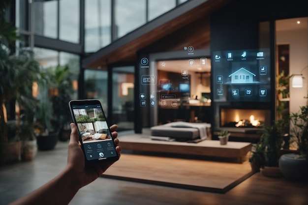 Modern smart home management system using augmented reality Smart building The home is futuristic