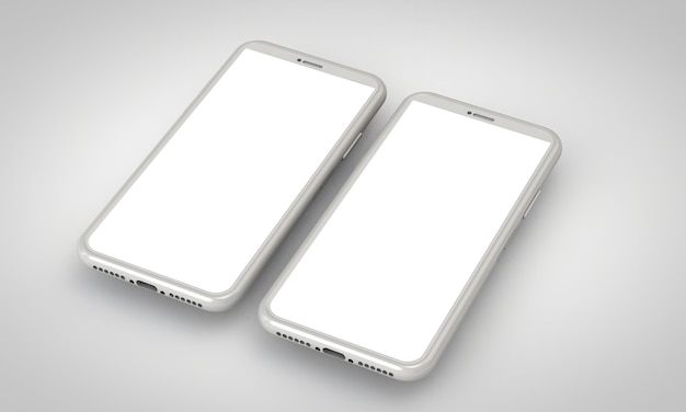 Modern smartphone blank screen template abstract white trendy fashionable mockup 3D Rendering