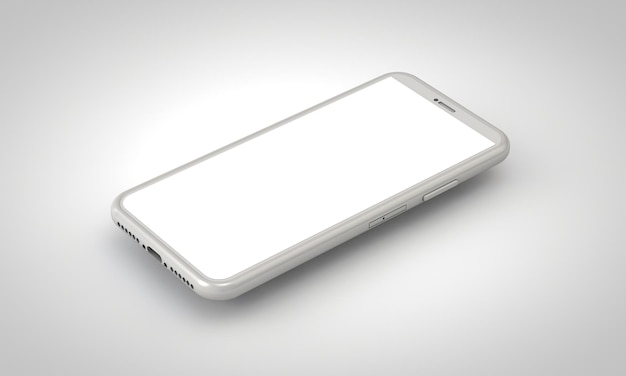 Modern smartphone blank screen template abstract white trendy fashionable mockup 3D Rendering