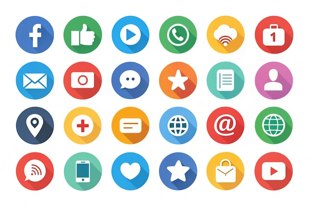 Modern Social Media Icon Set in Flat Design