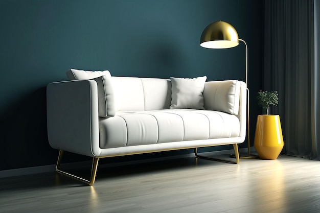 modern Sofa design with decoration on plain color background