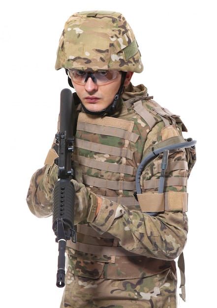 Modern soldier with rifle