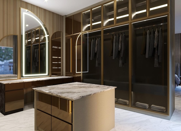 Modern and Sophisticated Walk In Closet Interior Design