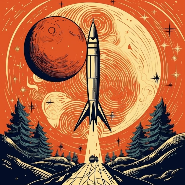 Modern space rocket with cool design