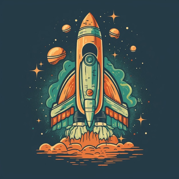 Modern space rocket with cool design