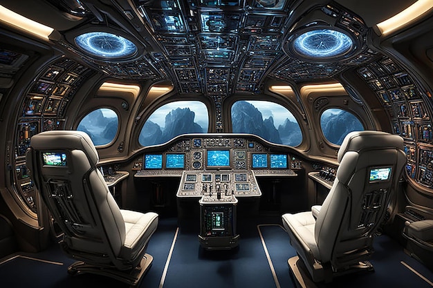 a modern spaceship cockpit