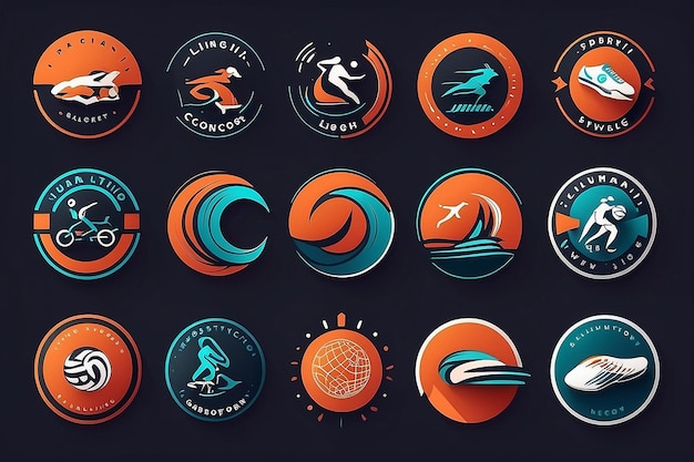 Photo modern sports logotype collection