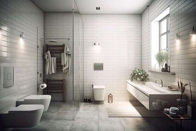 A modern spotless bathroom