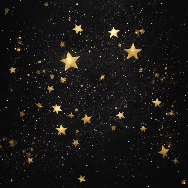 Modern starry black background with gold color