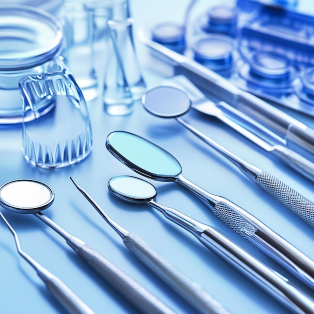 Photo modern sterile dental tools closeup shot