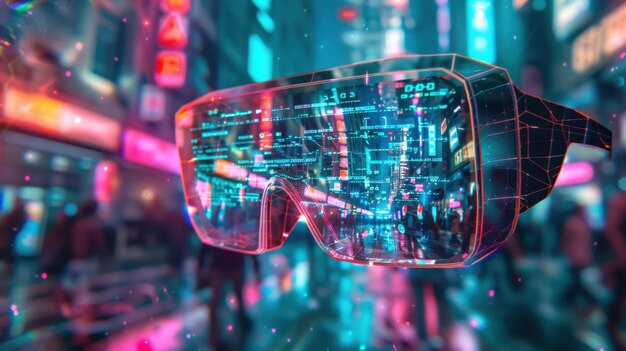 Photo modern stock art illustration with ar and cyberpunk elements