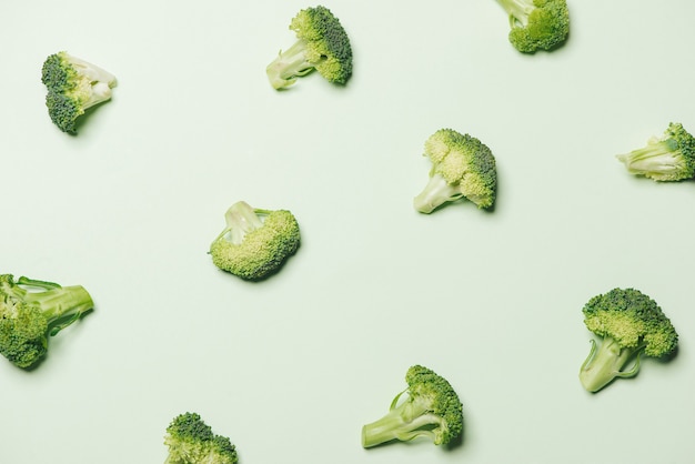 Modern style of the Broccoli isolated on green background.