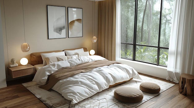 Modern style minimalist Bedroom interior design idea Hotel bedroom interior material brainstorming