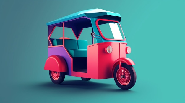 Modern style tuk tuk in trending color palette for advertising with Generative AI