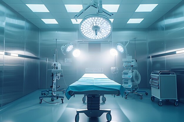 Modern Surgical Operating Room with Advanced Equipment and Bright Lighting