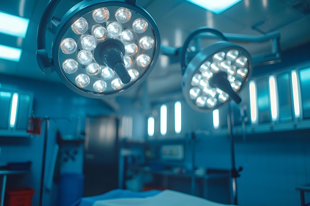 Modern Surgical Operating Room with Bright LED Lights