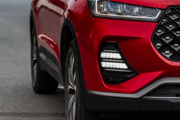 Modern SUV car fog light. Close up of modern led car fog light.