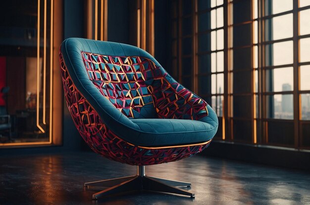 Photo modern swivel chair with a geometric design a