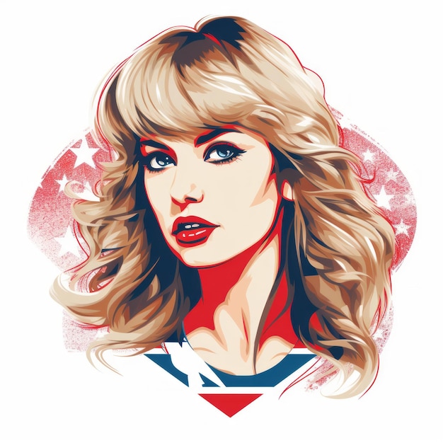 Photo modern taylor swift painting in red and blue flag vector design