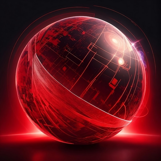 A Modern technology Global communication concept with red globe internet network illustration