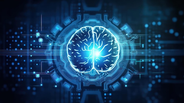 Modern technology medical view of neurons brain cell