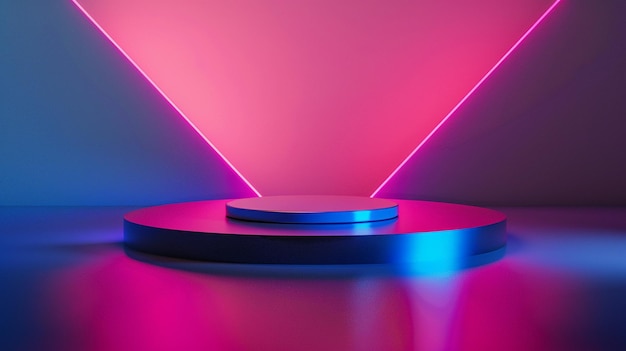 Modern Technology Podium with Pink Light Background