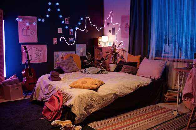 Modern teen girls bedroom interior