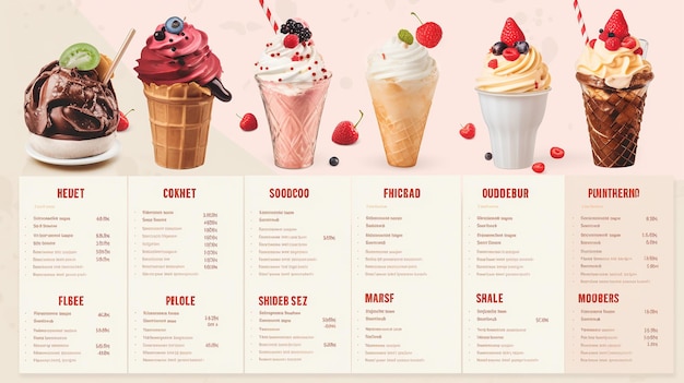 Modern template design of ice cream menu on white background