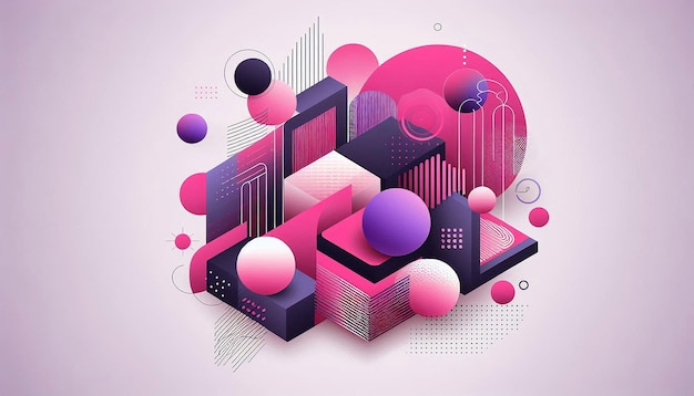 Photo modern trendy abstract design with magenta colors shapes