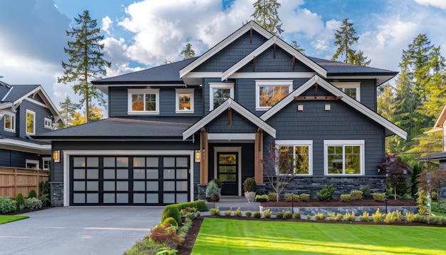 Modern TwoStory House with Grey Siding