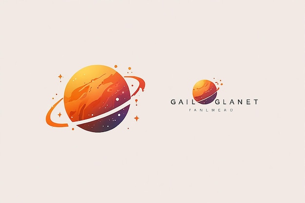 Photo modern unique orange gradient galaxy planet logo