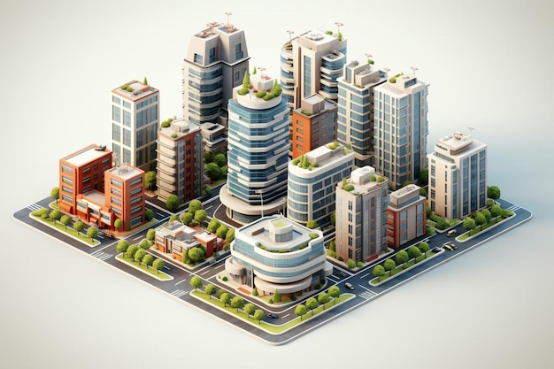 Modern urban isometric landscape