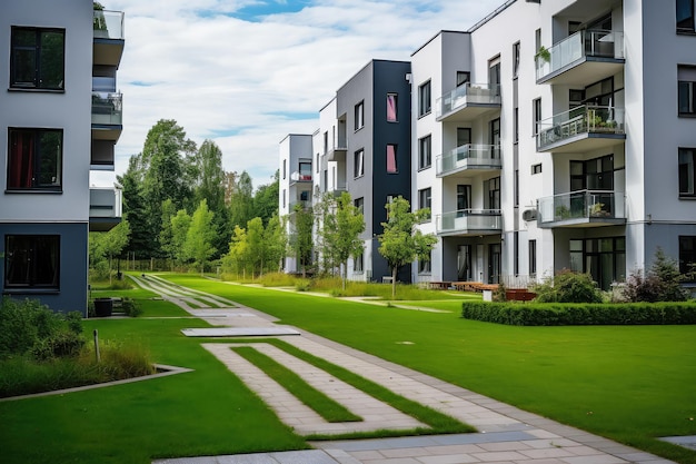 Modern Urban Residential Apartments with Green Landscape