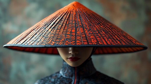 Photo modern urban twist on vietnamese conical hat redesign