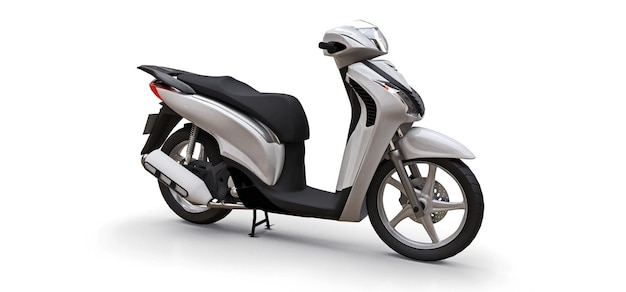 Modern urban white moped on a white background 3d illustration