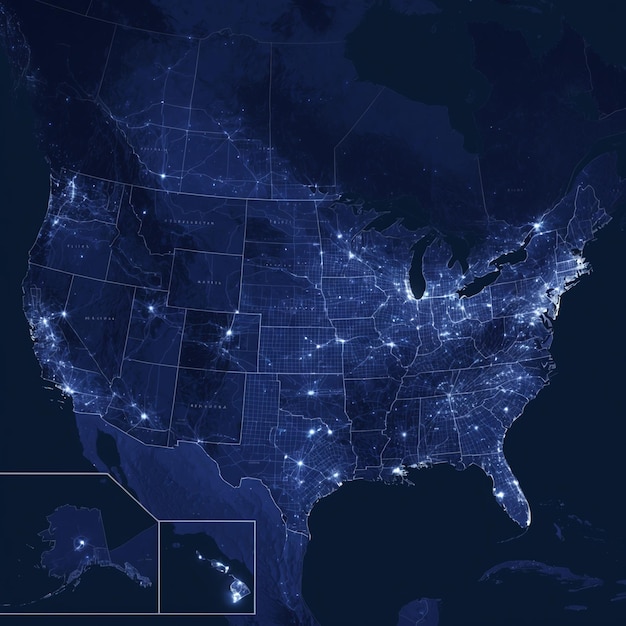 Photo modern usa map images with city highlights