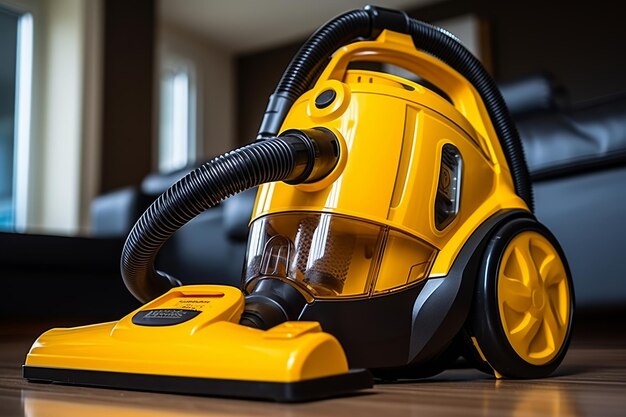 Modern vacuum cleaner cleaning the floor of a modern apartment new house cleaning technologies