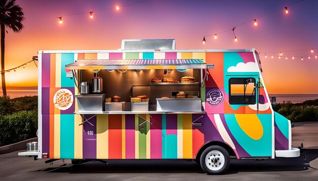 Photo modern variety of colorful food truck