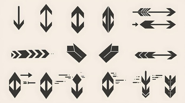 Photo modern vector arrow icons set with simple geometric designs minimalistic and stylish arrows collection for infographics and web elements