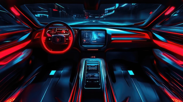 Photo modern vehicle interior with neon accents