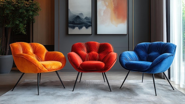 Modern Velvet Armchairs in a Contemporary Living Room