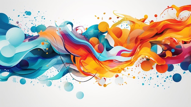 Photo modern vibrant colors colorful liquid wavy lines painting splashes abstract digital art woman face