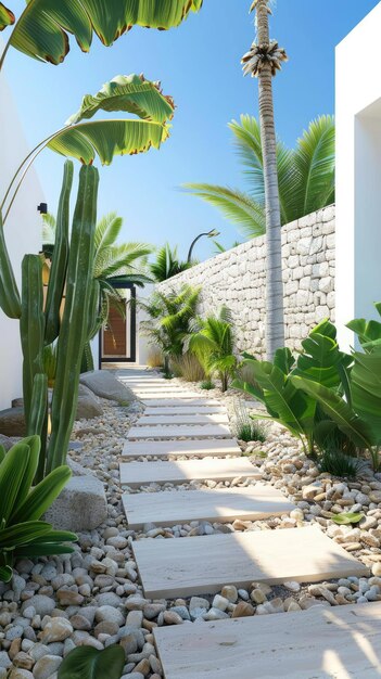 a modern villa courtyard gate featuring a sleek flat roof and a small area of modern paving creating a welcoming entrance with minimalist sophistication