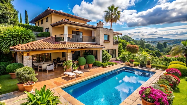 Modern villa with pool and garden